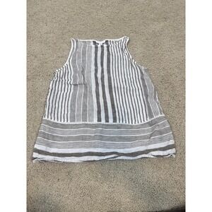 J Jill Love Linen Tank Top Womens XS Petite White Striped Boho Lightweight
